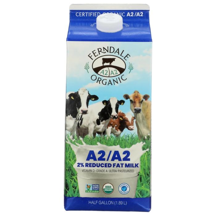FERNDALE ORGANIC A2A2: 2 Percent Reduced Fat Milk , 64 fo