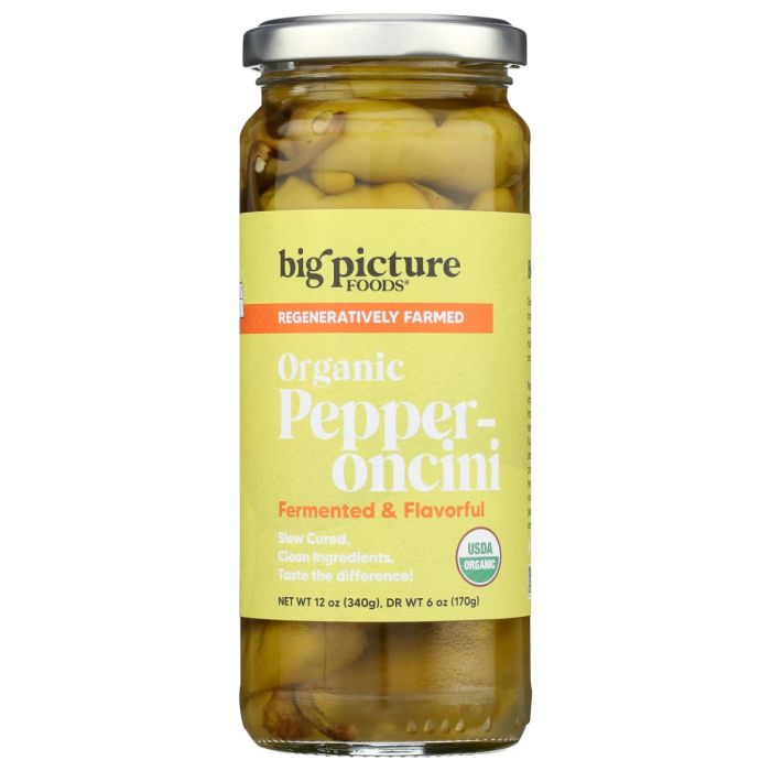 BIG PICTURE FOODS: Organic Pepperoncini Whole Regeneratively Farmed,  12 oz