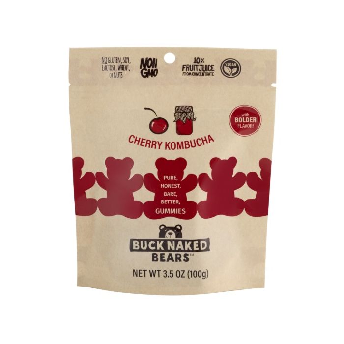 BUCK NAKED BEARS: Cherry Kombucha Gummy Bears, 3.5 oz