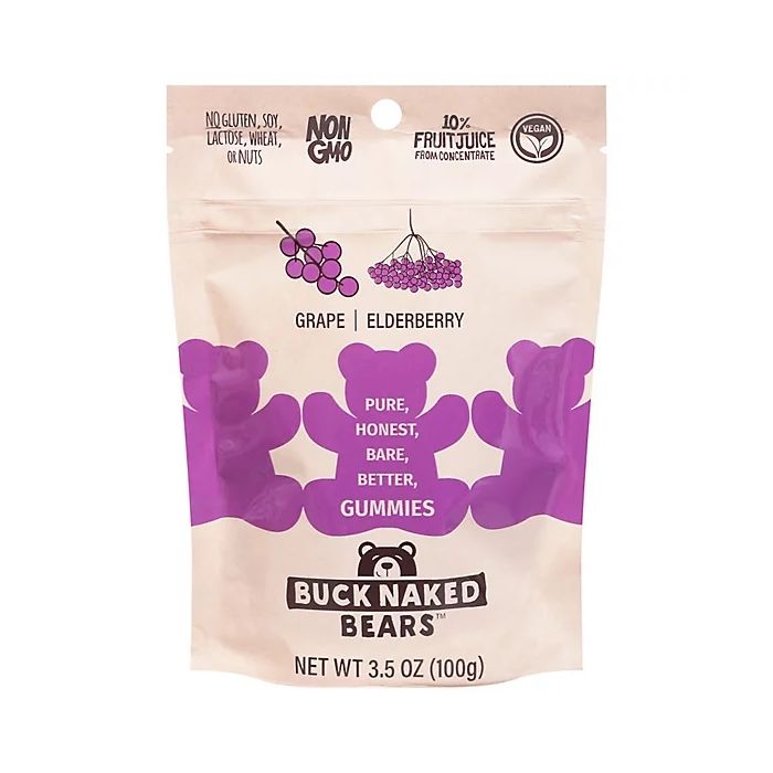BUCK NAKED BEARS: Grape Elderberry Gummy Bears, 3.5 oz