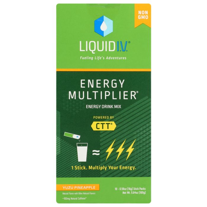 LIQUID IV: Energy Multiplier Yuzu Pineapple 10 Stick Packs, 5.64 oz
