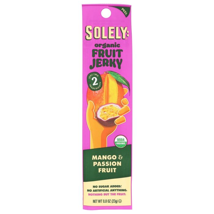 SOLELY: Organic Mango and Passion Fruit Jerky, 0.8 oz