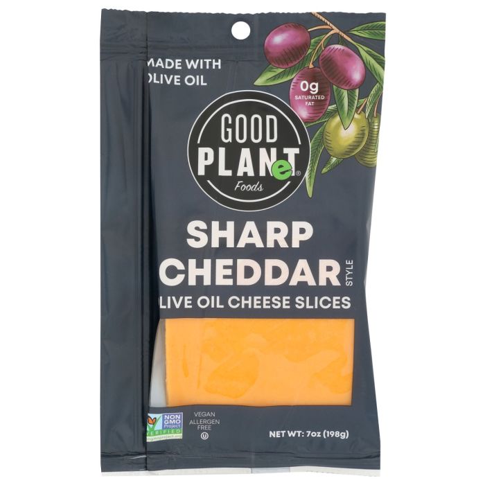 GOOD PLANET FOODS: Sharp Cheddar Olive Oil Based Cheese Slices, 7 oz