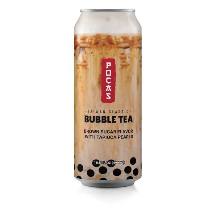 POCAS: Brown Sugar with Tapioca Pearls Bubble Tea, 16.5 fo