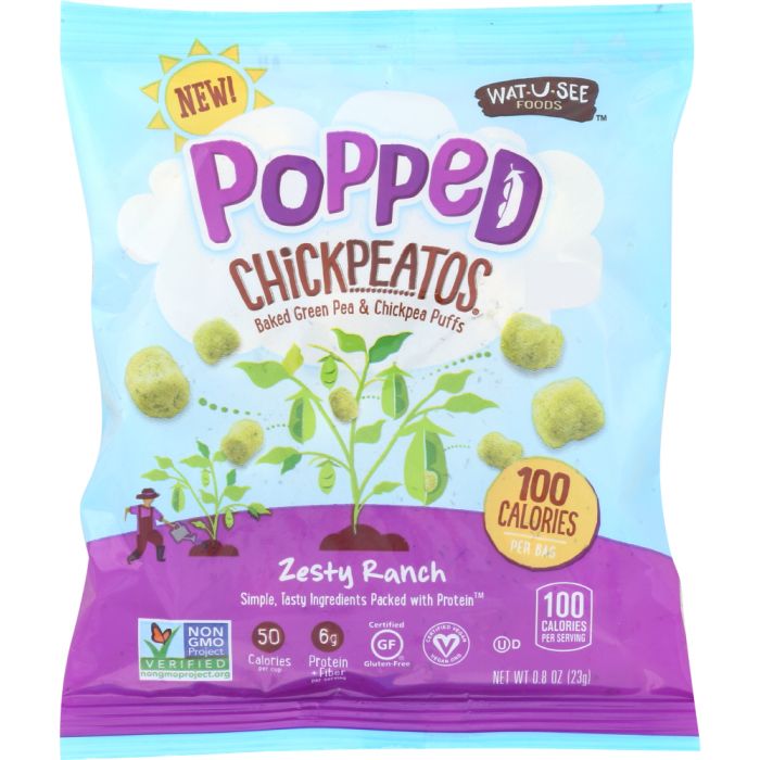 WATUSEE FOODS: Popped Chickpeatos Zesty Ranch Snack, 0.8 oz