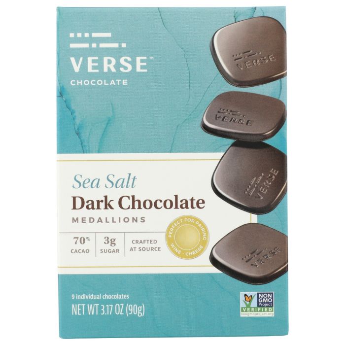 VERSE: Sea Salt 70% Dark Chocolate Squares, 3.17 oz