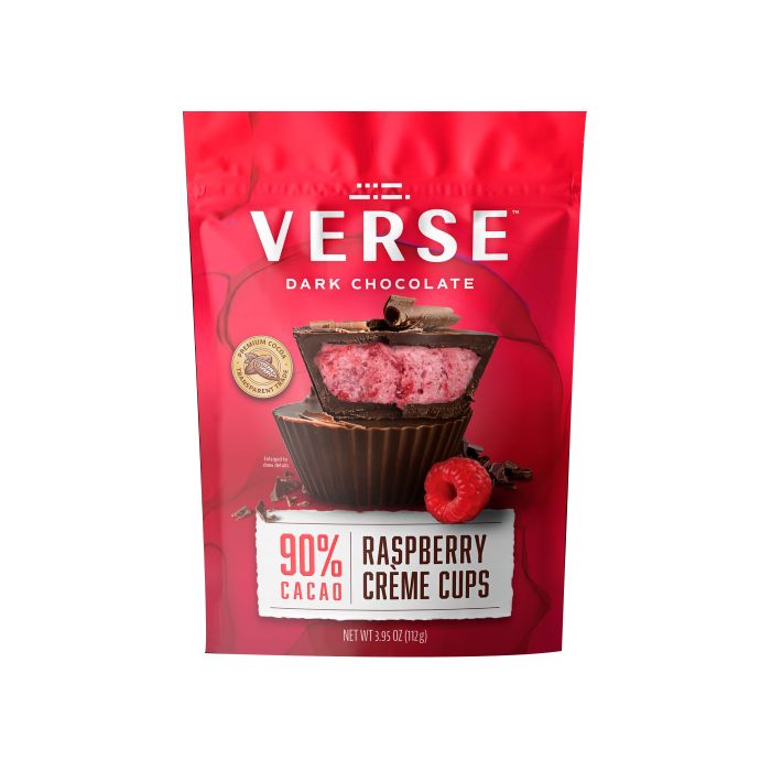 VERSE: 90 Percent Dark Chocolate Raspberry Creme Cups, 3.95 oz