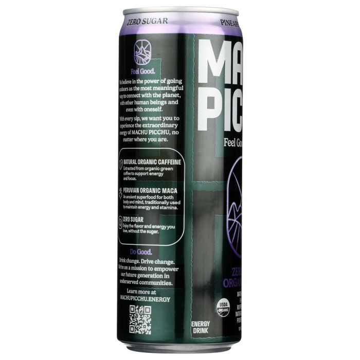 MACHU PICCHU: Pineapple Blueberry Zero Sugar Organic Energy Drink, 12 fo