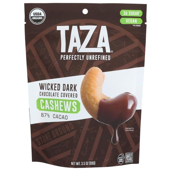 TAZA CHOCOLATE: Wicked Dark Chocolate Covered Cashews, 3.5 oz