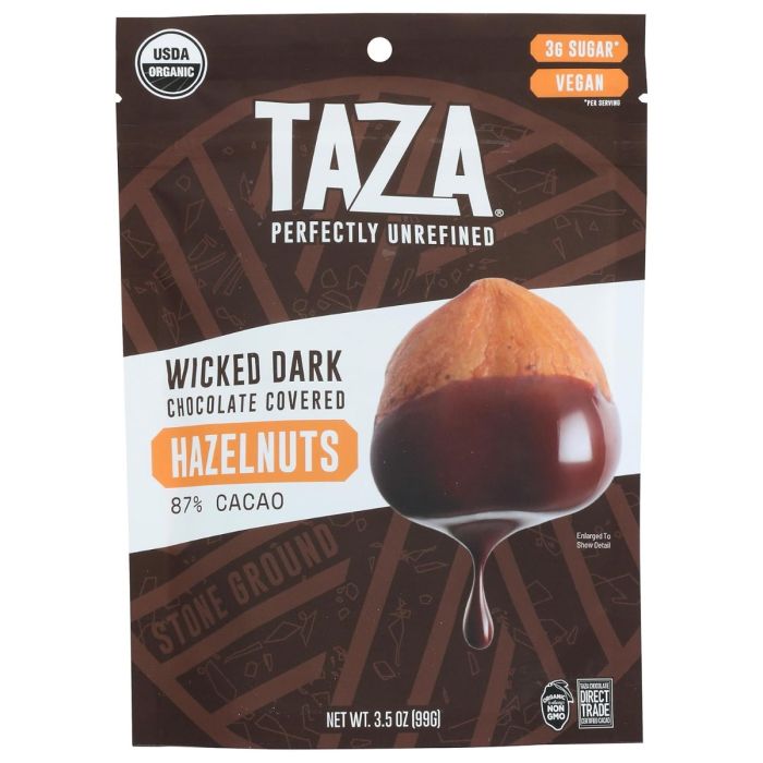 TAZA CHOCOLATE: Wicked Dark Chocolate Covered Hazelnuts, 3.5 oz