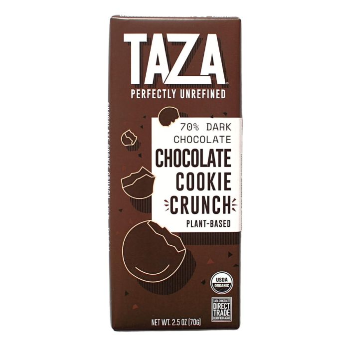 TAZA CHOCOLATE: Chocolate Cookie Crunch Dark Chocolate Bar, 2.5 oz