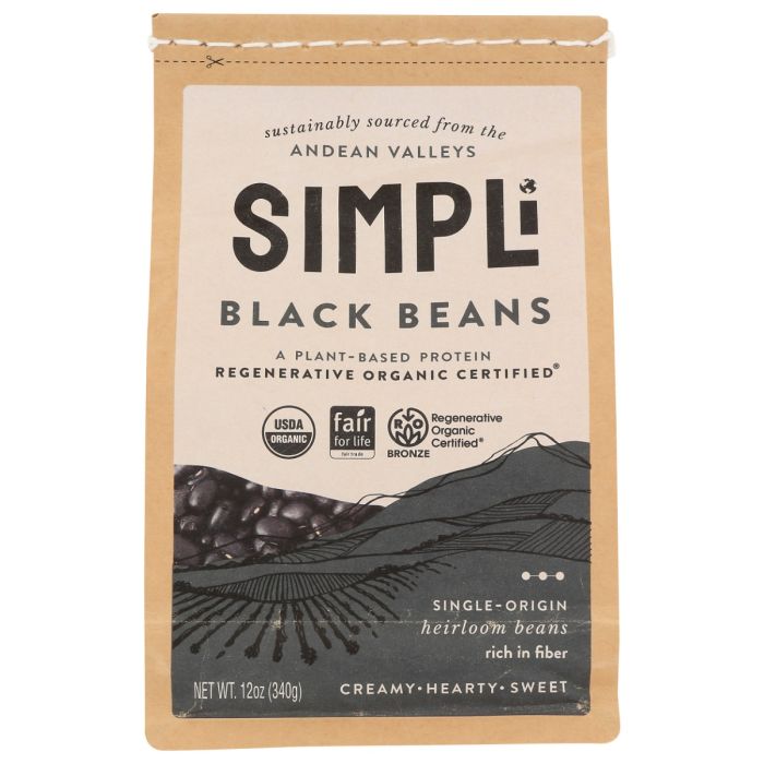 SIMPLI: Regenerative Organic Certified Black Beans, 12 oz