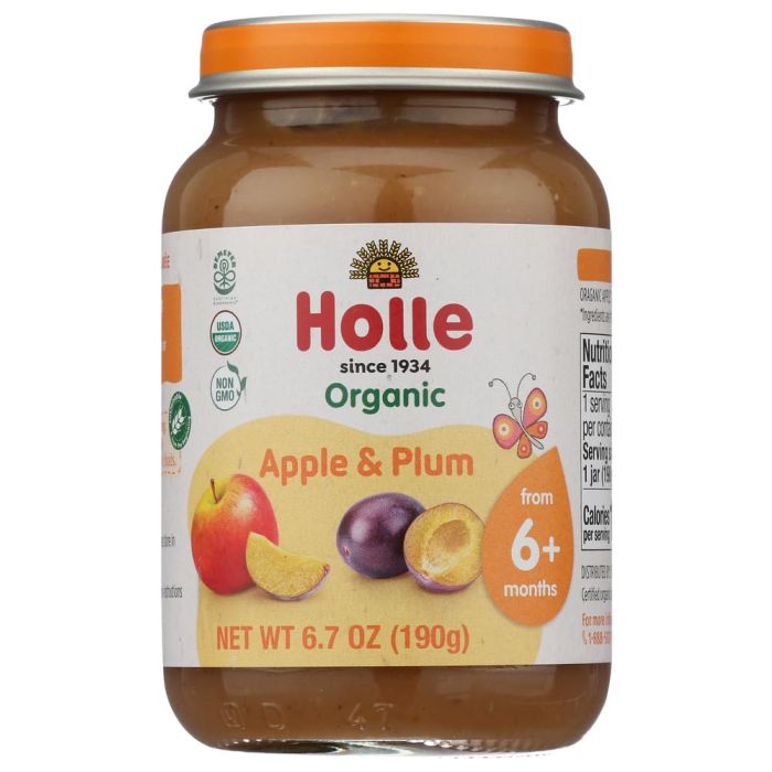 HOLLE: Organic Apple and Plum Baby Food, 6.7 oz