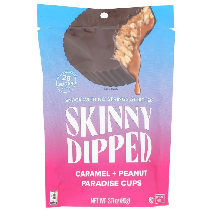 SKINNY DIPPED: Caramel and Peanut Paradise Cups, 3.17 oz