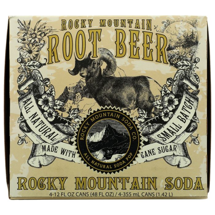 ROCKY MOUNTAIN SODA: Root Bear Soda Can 4Pack, 48 fo