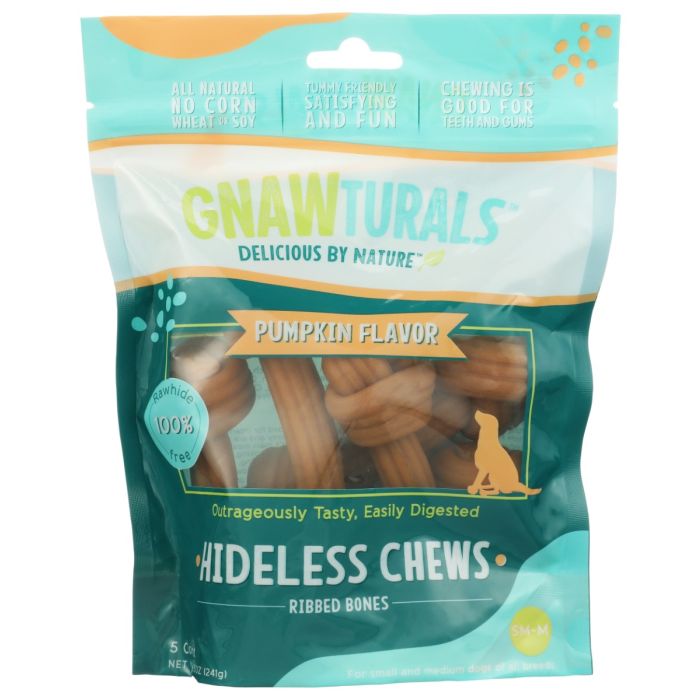 GNAWTURALS: Hideless Chews Pumpkin for Small to Medium Dogs, 8.5 oz