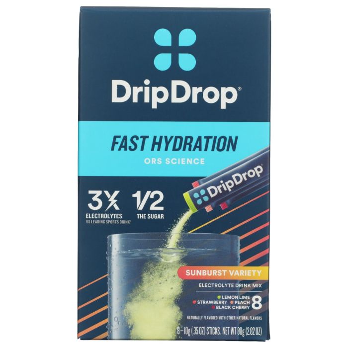 DRIP DROP: Sunburst Variety Pack Electrolyte Drink Mix 8Packet, 2.82 oz