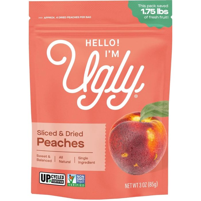 HELLO I'M UGLY: Sliced and Dried Peaches, 3 oz