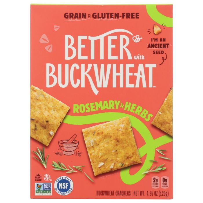 BETTER WITH BUCKWHEAT: Rosemary And Herbs Crackers, 4.25 oz