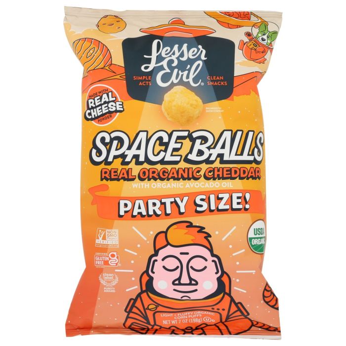 LESSER EVIL: Real Organic Cheddar Space Balls, 7 oz