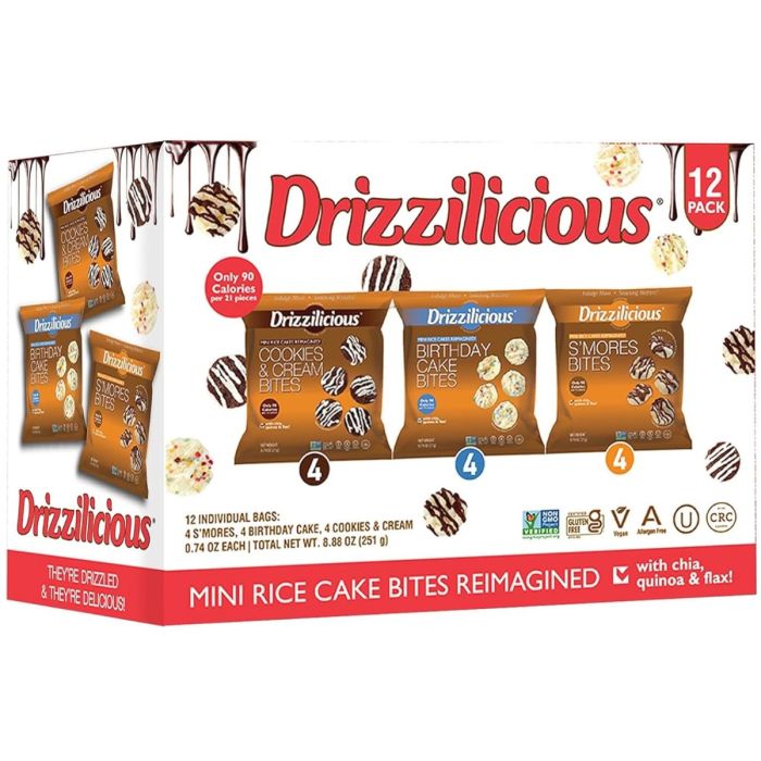 DRIZZILICIOUS: Mini Rice Cakes Variety Pack 12Pc, 8.88 oz