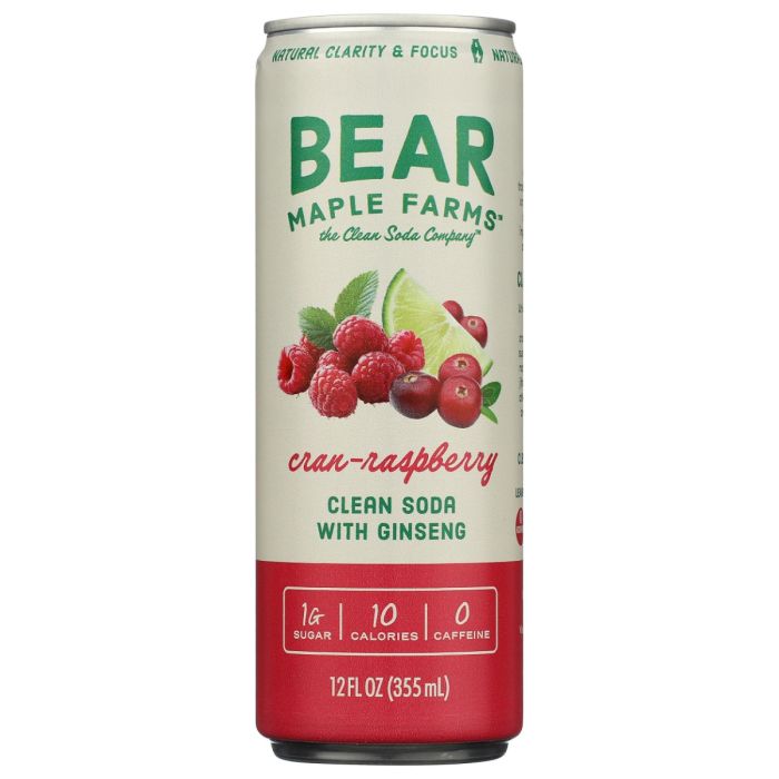 BEAR MAPLE FARMS: Cran Raspberry Clean Soda With Ginseng, 12 fo