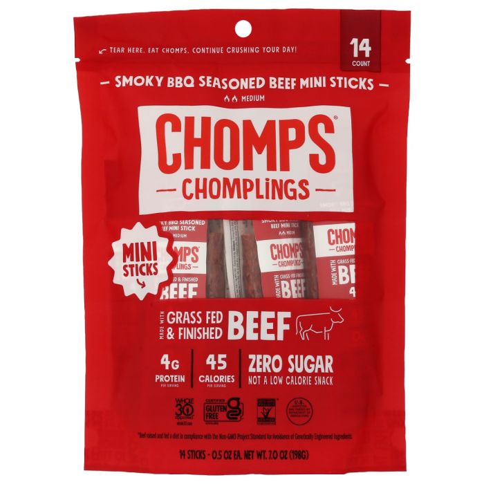CHOMPS: Smoky Bbq Seasoned Beef Chomplings 14 Mini Sticks, 7 oz