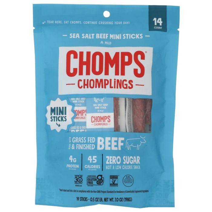 CHOMPS: Sea Salt Beef Chomplings 14 Stick, 7 oz