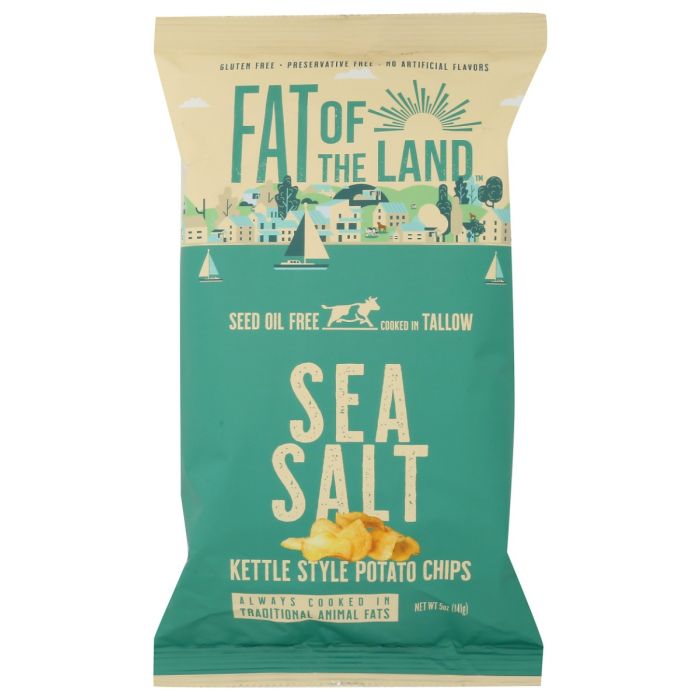FAT OF THE LAND: Sea Salt Tallow-Cooked Kettle Style Potato Chips, 5 oz