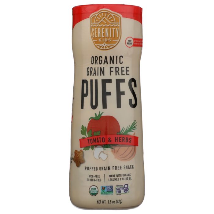 SERENITY KIDS: Organic Grain Free Tomato And Herbs Puffs, 1.5 oz