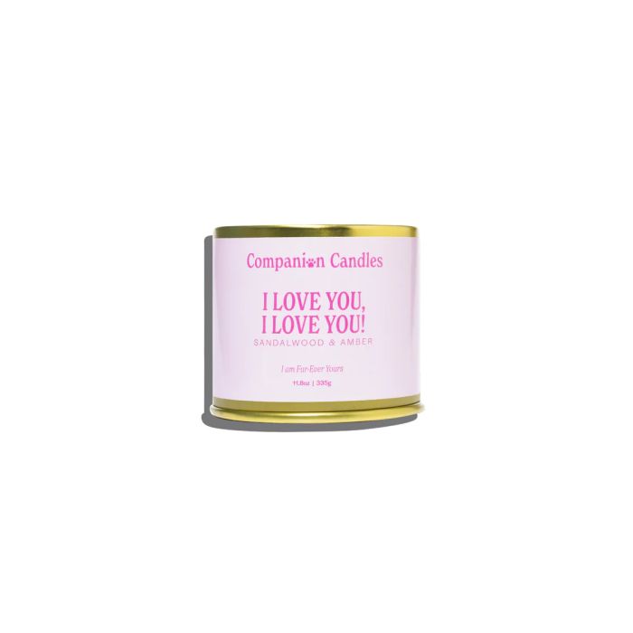 COMPANION CANDLES: I Love You I Love You Sandalwood And Amber Candle Tin, 11.8 oz