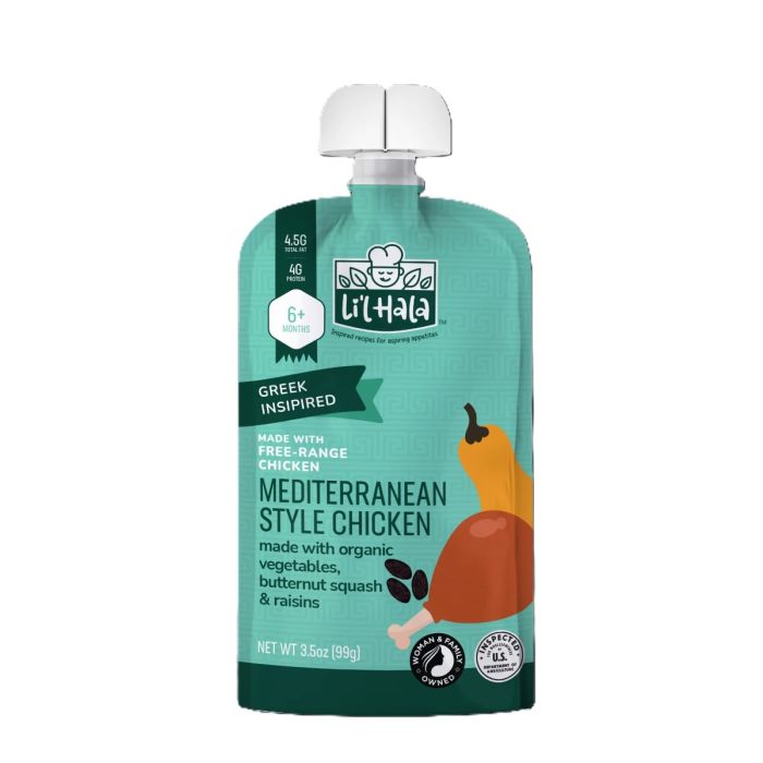 LI'L HALA FOODS: Mediterranean Style Chicken Baby Puree, 3.5 oz