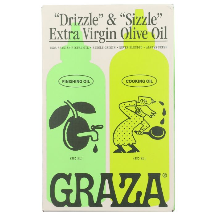 GRAZA: Drizzle And Sizzle Extra Virgin Olive Oil Set, 28.74 oz