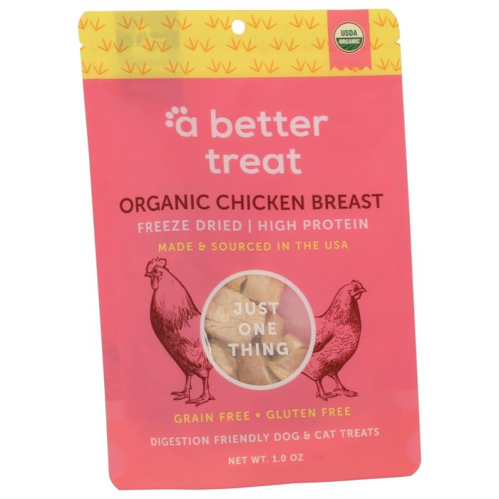 A BETTER TREAT: Organic Freeze Dried Chicken Breast Treats, 1 oz