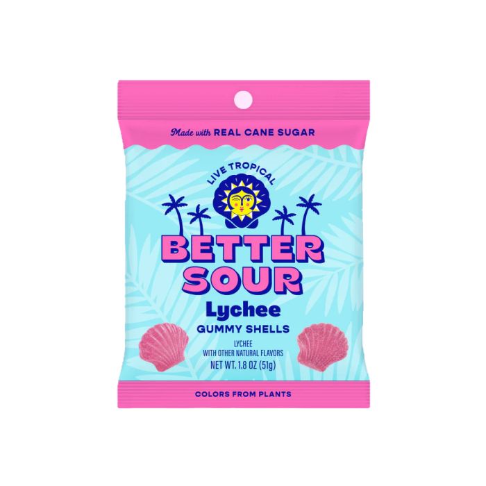BETTER SOUR: Lychee Gummy Shells Candy, 1.8 oz