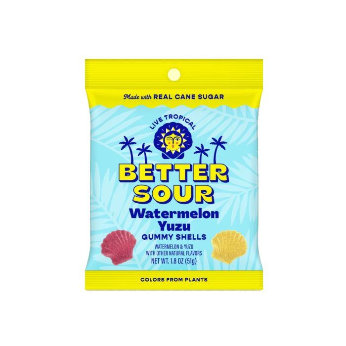 BETTER SOUR: Watermelon Yuzu Gummy Shells Candy, 1.8 oz