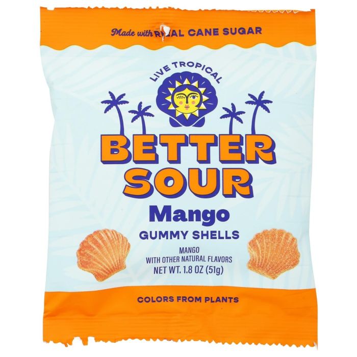 BETTER SOUR: Mango Yuzu Gummy Shells Candy, 1.8 oz