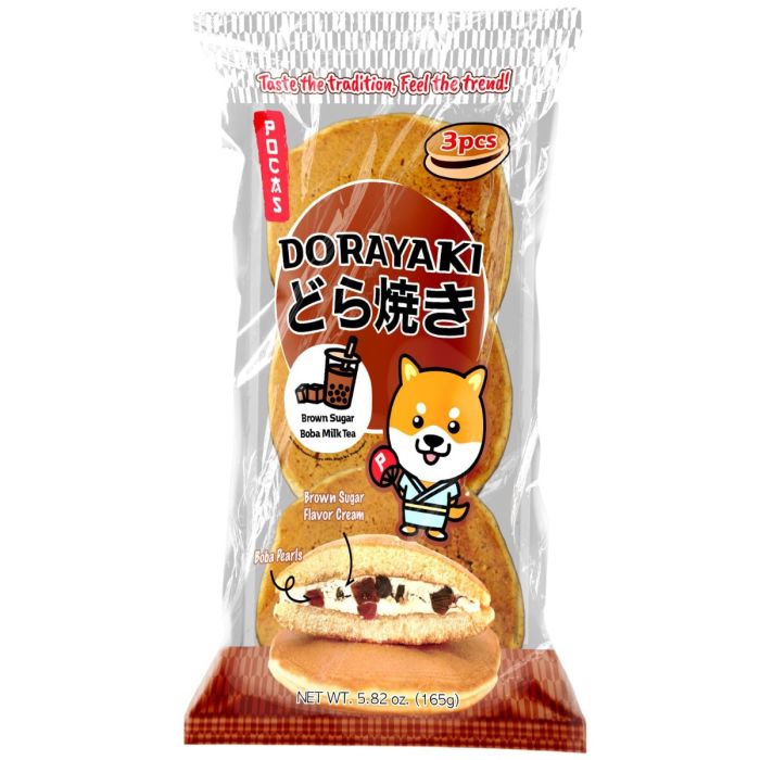 POCAS: Dorayaki Brown Sugar Boba Milk Tea Pack 3Pc, 5.82 oz