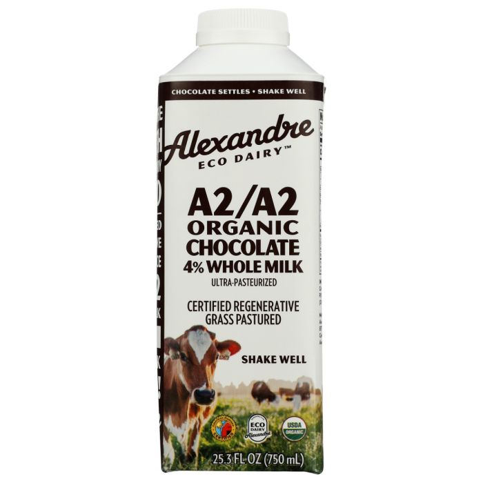 ALEXANDRE FAMILY FARM: Organic Milk A2A2 Chocolate 4 Percent Whole Milk, 25.3 fo