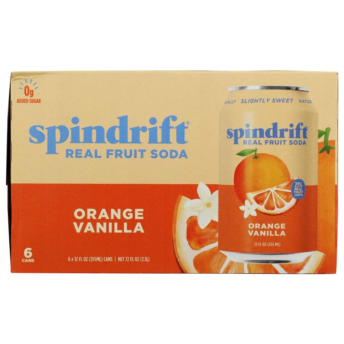 SPINDRIFT: Orange Vanilla Soda 6Pack, 72 fo