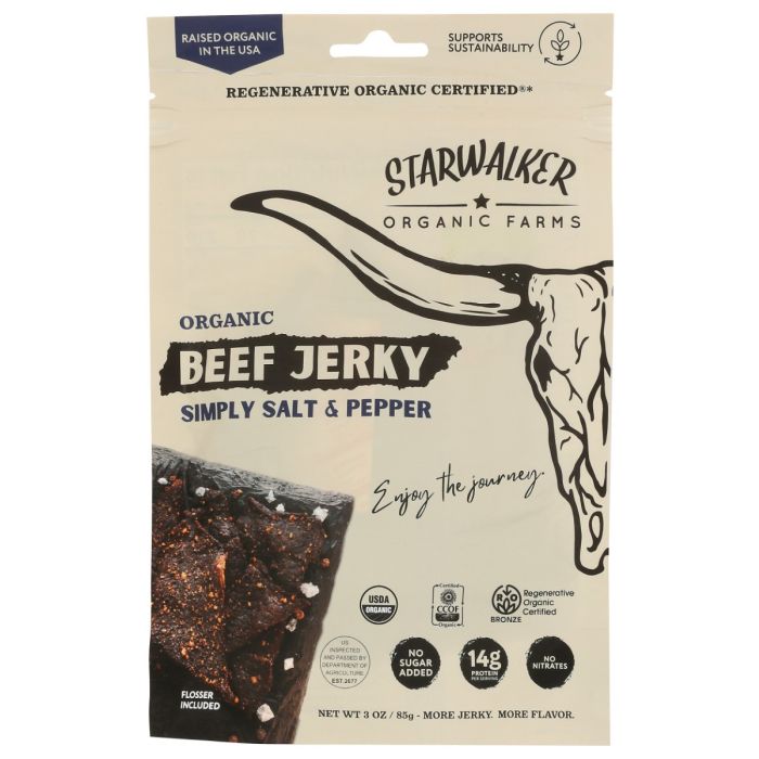 STARWALKER ORGANIC FARMS: Simply Salt And Pepper Beef Jerky, 3 oz