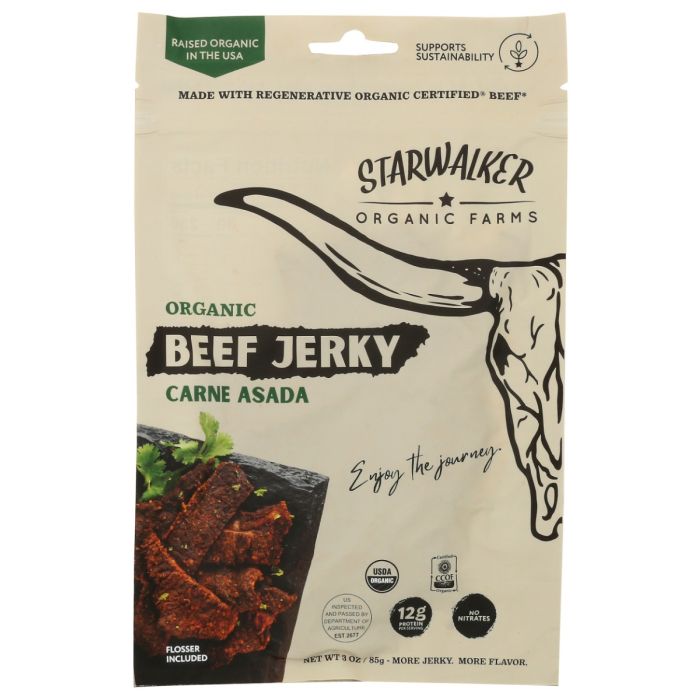 STARWALKER ORGANIC FARMS: Carne Asada Organic Beef Jerky, 3 oz