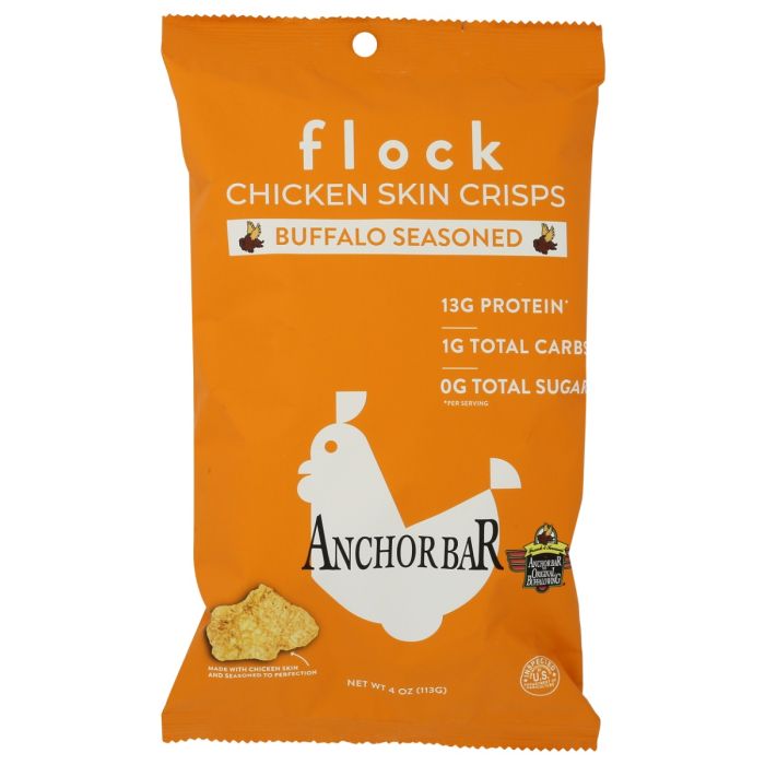 FLOCK: Buffalo Seasoned Chicken Skin Crisps, 4 oz
