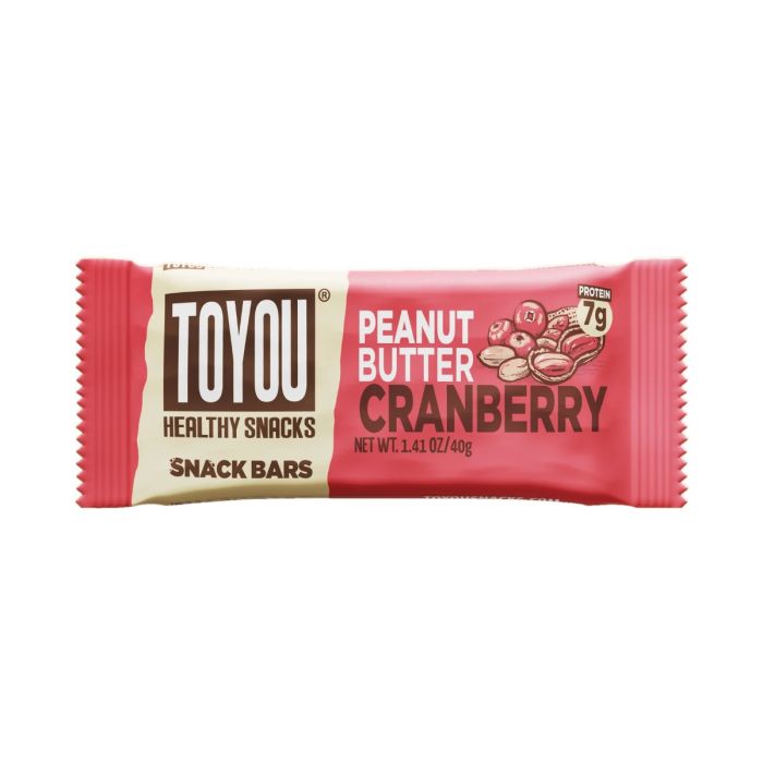 TOYOU SNACKS: Peanut Butter Cranberry Snack Bar, 1.41 oz