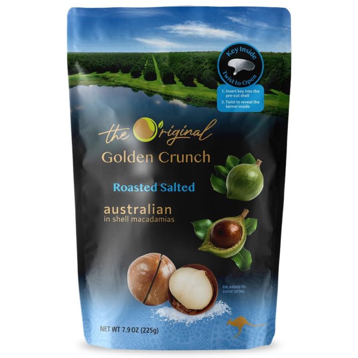 GOLDEN CRUNCH: Roasted Salted Macadamias, 7.9 oz