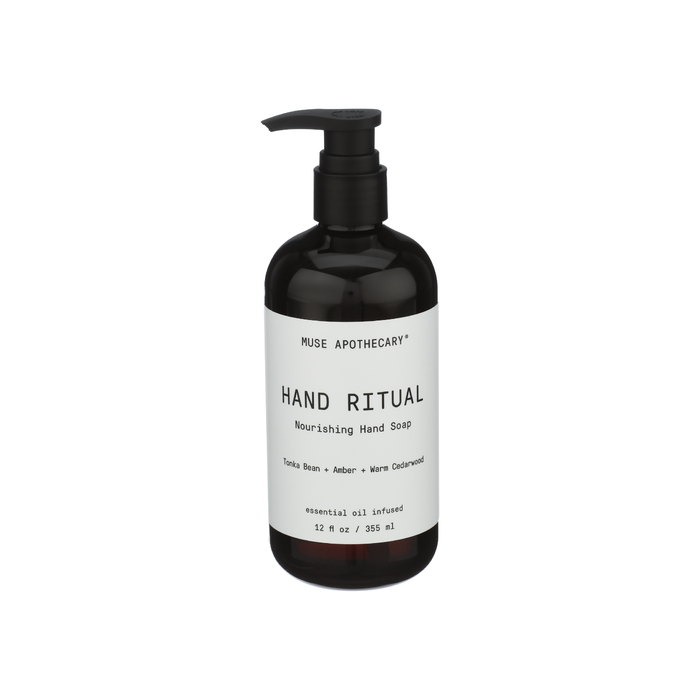 MUSE APOTHECARY: Hand Ritual Tonka Bean Amber Warm Cedarwood Nourishing Hand Soap, 12 fo