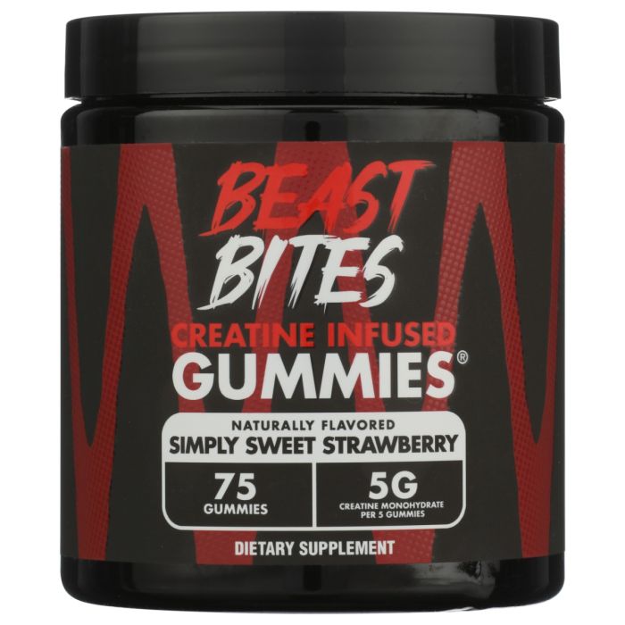 BEAST BITES: Creatine Infused Gummies Simply Sweet Strawberry, 75 pc