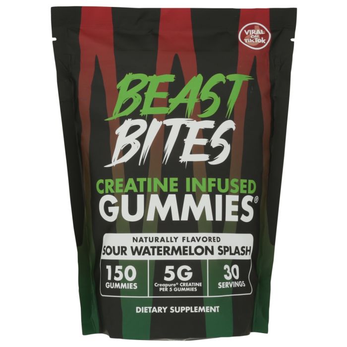 BEAST BITES: Creatine Infused Gummies Sour Watermelon Splash, 150 pc