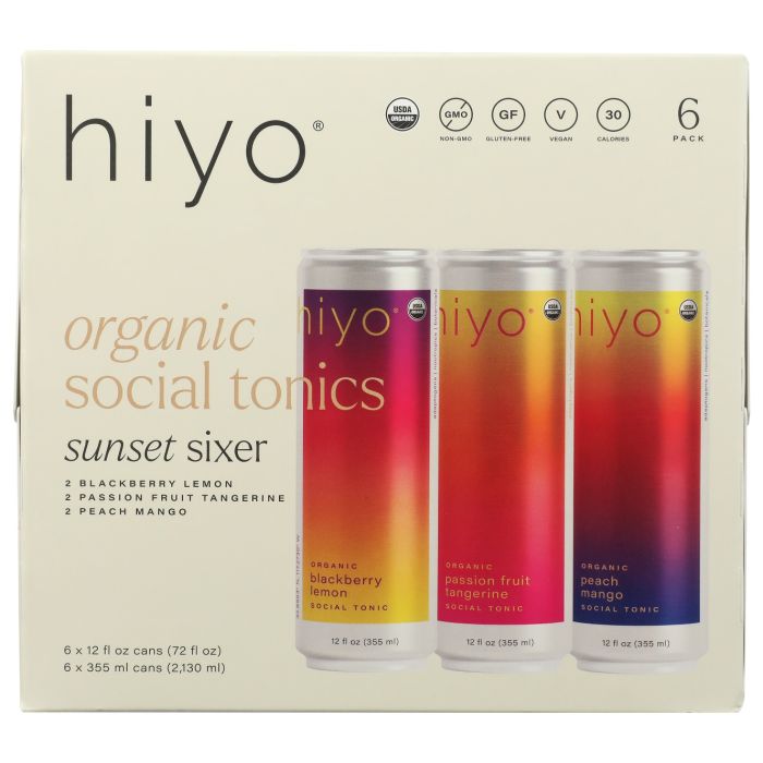 HIYO: Sunset Sixer Organic Social Tonics 6Pack, 72 fo