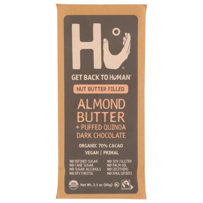 HU: Dark Chocolate Almond Butter with Puffed Quinoa Bar, 2.1 oz